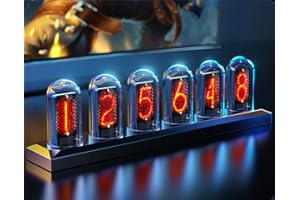 AYYDS LED Nixie Tube Clock, Glow Tube Clock, DIY Customised Photos Display, Weather Display, Digital Retro Vintage Clock Table Clocks, Creative Decoration Gift