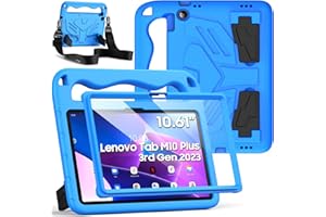 DUZZONA Funda Infantil para Lenovo Tab M10 Plus (3rd Gen) 10,61 Pulgadas, con Protector de Pantalla Integrado, con Correa de Hombr, Funda Antichoque para Tab M10 Plus (3rd Gen) 10.61", Azul