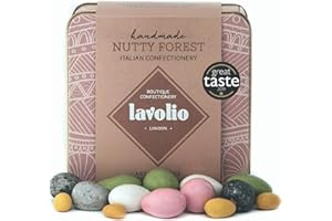 Lavolio Nutty Forest Confiserie Boîte de Cadeau 175g, Sélection de Dragées Italiens avec Noix Enrobés, Bonbons et Chocolats