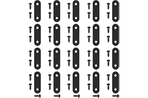 Hilitchi gerade Klammer Edelstahl schwarz gerade Ecke Klammern gerade flach Strebe Reparatur flache Platten mit Schraube (50mm, 20pcs)