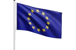 FLAGMASTER asta telescopica in alluminio 6,50 m, regolabile in altezza in 5 posizioni, 30 bandiere diverse tra cui scegliere, set completo con presa a terra