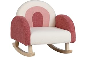 COSTWAY Silla Mecedora Infantil, Sillón Moderno con Patas de Madera de Álamo para Niños de 3 a 5 Años, Antivuelco, Bonito Sofá Individual Tapizado para Guardería, Sala de Juegos (Rojo)