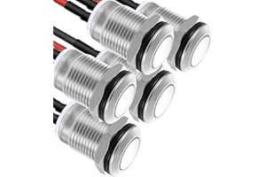 RUNCCI-YUN 5 sztuk przycisków 12 V, mini przycisk, blokada przełącznika przyciskowego 12 mm, okrągły przycisk ze stali nierdzewnej 2A/12V/24V/125V/250V z przyciskiem drucianym arduino okrągły (płaska