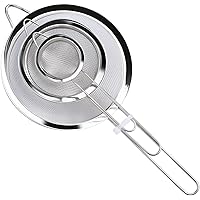 Wellehomi Fine Wire Mesh Kitchen Sieve Set 7,12,18cm with Rim - Upgraded Verison Stainless Steel Food Strainer & Sieve, Ideal