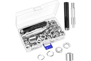 XIHUANNI Grommet Kit d'outils à œillets, 100 pièces, œillets de grommet de 12 mm avec 3 outils pour bâche, cuir, tissu, rideau, bâche de piscine, rideau, etc