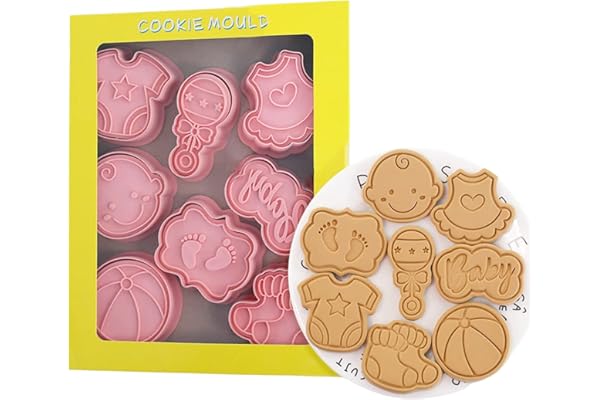 Set d'emporte-pièces pour fête prénatale, 8 pièces en plastique 3D pour enfants, emporte-pièces pour biscuits façon dessins animés pour la cuisson, décoration de pâtisserie et de gâteau en fondant DIY