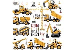 WandSticker4U® - EXCAVATRICE Naklejki ścienne dla chłopców (85 x 44 cm) I pojazdy ciężarówki traktorowe żurawiny samochodowe naklejki I naklejka ścienna do pokoju dziecięcego dziecięcego