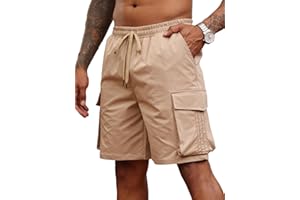 Halfword Pantaloncini Uomo Cargo Corti Casual Shorts Tasche Cotone Coulisse Estivi