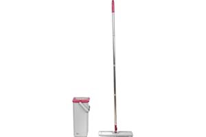 Kleeneze KL062253EU Ensemble Compact Balai à Plat et Seau, Fonction d'Essorage Intégrée et Grattoir pour la Saleté, Peu Encombrant, Facile à Démonter, Tête Lavable en Machine
