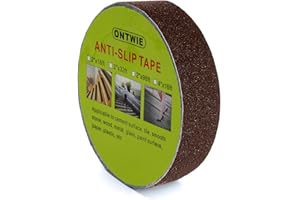 ONTWIE Nastro Antiscivolo Marrone 10m x 2.5cm, Nastro Adesivo Antiscivolo per Scale, Sicurezza, Gradino del Battistrada, Interno, Esterno