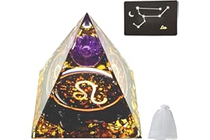 VBNZBK Orgonita Pirámide de Cristales Pirámide Grande Piedras Preciosas Pirámides Zodiaco Esotérico Signo del Zodiaco Regalos 12 Constelación Meditación Decoración Esotérica (Leo)