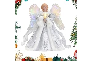 SAMULIY Engel Weihnachtsbaumspitze - Weihnachtsbaumspitze -Engelsanhänger - Rustikale Weihnachtsbaumspitze mit flachem Engelsanhänger - Weihnachtsbaum Engel Spitze Baumspitze