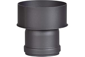 FIREFIX Pieza de transición R150/Ü7 (extensión) para Tubos de Humo de 2 mm de Grosor, Lacado Negro, de 80 mm Horno a 120 mm de conexión de Pared