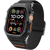 Spigen Apple Watch 49mm Ultra 3/2/1 ile Uyumlu Kılıf &amp; Kordon Lite Fit Pro Nefes Alabilen Hafif Dokuma Siyah Kayış - ACS07104