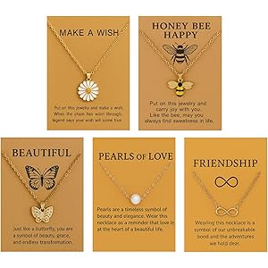 SUPER SOFTENER 5 Pcs Combo Pendant Necklace Set for Women Stylish Chains | Butterfly, Pearl, Daisy, Honey Bee & Infinity Jewellery Combo for Women Pendant Necklace Gifts for woman And Girls