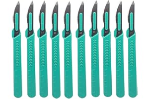 CLABMROEC Sterile Skalpell Messer Steril Einmalskalpell Nr. 23 rostfreiem Edelstahl,Griff mit einem abgestuften Skala aus Kunststoff, 10 einzeln verpackte Skalpelle