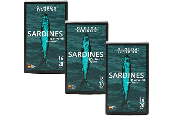 OLMEDA ORÍGENES - Sardiner i olivolja. Förpackning med 3 burkar à 115 gr (Totalt 345 gr)