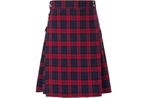 ZDSUHYIW Herren Schottischer Kilt Mode Schottenrock Taschenröcke Individualität Klassischer Party Schottenrock Mittelalter Traditioneller Faltenrock mit Kette