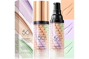 MUIEFE Protección Solar Tricolor Primer Para la Cara, SPF 50, Crema Aislante Facial, One Step Color Corrector Tinted Moisturizer, Larga Duración, Tez unificada, para Todo Tipo de Piel