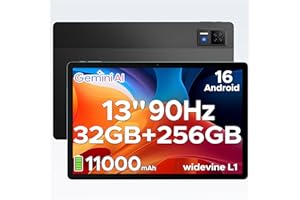 DOOGEE U13 FHD+ Tablet 13 Pollici Android 16, 32GB RAM+256GB ROM(TF 2TB) 11000mAh 18W, 2.2GHz UNISOC T7280 Octa-Core Gaming Tablet, 90Hz Widevine L1/13MP/BT 5.0/5Ghz WiFi/GPS/4 Altoparlanti