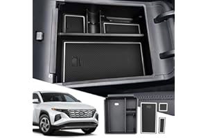 SXCY per Hyundai Tucson NX4 2022 2023 Portaoggetti Bracciolo, Contenitore Centrale Organizer Scatola di Immagazzinaggio con tappetino antiscivolo Accessori Tucson NX4 (Bianco)