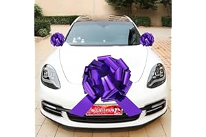 Chexin Lazo grande de color morado para coche, cumpleaños, bicicleta, boda, día de San Valentín, día de la madre, Navidad, casas nuevas, lazo para coche gigante de 50 cm de diámetro y cintas de 600 cm