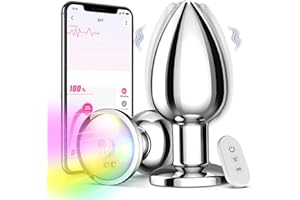GLANVOO Plug Anal Vibradorador Hombre Metálico, Juguete Sexuale para Hombre Plug Anales,con Vibración 9 Modos, Vibradores Consoladores con Arcoíris LED, Vibrador Control Remoto/APP Juguetes Eróticos Adultos