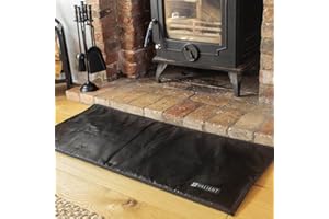 VALIANT FUN Valiant Fire Resistant Protective Hearth Mat - 98cm x 43cm, Black