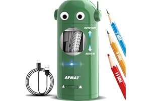 ‎AFMAT AFMAT Vollautomatischer Elektrischer Anspitzer mit Behälter,Elektrischer Spitzer für 7-11,5mm stifte,Tragbar und Sicher,Wiederaufladbarer Bleistiftspitzer für Haus, Büro, Schule,Grün PSX5