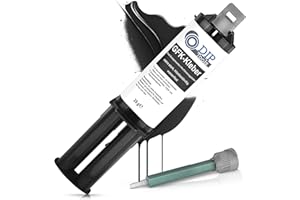 DIP Tools Pegamento de fibra de vidrio (extrafuerte, resistente al calor, resistente al agua, 2 componentes, plástico, madera, piedra, metal, incluye boquillas mezcladoras), color negro (1 x 25 ml)