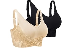 iClosam Sujetador Deportivo Mujer Encaje Sujetadores Mujer con Almohadillas Extraíbles Bra Deporte Sin Costuras 1/2/3 Piezas para Gimnasio Yoga Bailar Fitness M-3XL