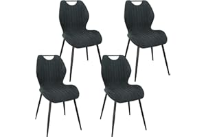 ANVOFONG Set of 4 Dining Chairs, Kitchen Chairs with Upholstered Pad Seat and Metal Legs, Suitable for Kitchen, Living Room, Restaurant(Dark grey).
