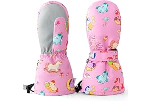 Upenty Rękawice narciarskie dla dzieci, dziecięce rękawice zimowe, wodoszczelne, wiatroszczelne, ciepłe, oddychające, dla dziewczynek i chłopców w wieku 2–10 lat