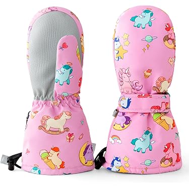 Moufles Enfants Chaudes Et Imperméables – Hiver – Anti-Vent – 4 à 7 Ans – Ski, Snowboard & Plein Air