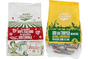 BIORO Kit Zucchero Bianco e di Canna – Bustine Monodose 5g – 400 Pz – 2kg – Italia Zuccheri – Per Caffè, Bar, Ufficio, Casa, Horeca