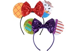 SSKHE 2 Diademas con Orejas de Ratón, Diademas con Lazo para Adultos y Niños, Perfectas para Fiestas, Accesorios para Disfraces y Diversión en Parques Temáticos