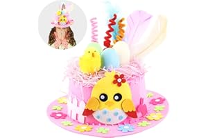 Gunwon Easter Bonnet Kit, Easter Party Favors - DIY Easter Hat,DIY Easter Bonnet Set - Make Your Own Easter Bonnet Hat for Easter Craft Supplies Kids to Handmade DIY Design, Decorate and Wear（pink）