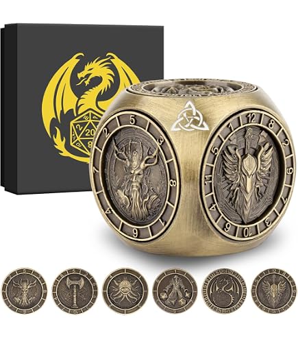 Spinner à Dés Métallique 7-en-1 DND – Dragon, Boussole, Pour Jeux De Rôle Et Collection, Cadeau RPG (tache De Sang)