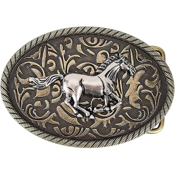 Boucle De Ceinture Western Turquoise Vintage - 90x66mm Ovale Avec Pierre Turquoise Et Motif Fleur Cowboy Indien