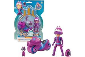 Giochi Preziosi Petronix Defender - Emma i Kitt - 10, misja z motocyklem i odpinanym plecakiem zabawka, figurka akcji 7 cm, transformowalny superbohater, dla dzieci w wieku od 3 lat