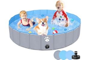 Gindoly Basen dla psów, składany basen dla małych, średnich i dużych, składany, dla psów i kotów, odporny na ścieranie i antypoślizgowy, 120 x 30 cm