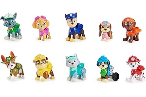 PAT' PATROUILLE - Figurines Pat Patrouille 10e Anniversaire - Coffret Inédit De 10 Figurines à Collectionner - Figurines articulées de Marcus, Stella, Ryder - Paw patrol - Jouet Enfant 3 Ans et +