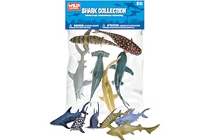 Wild Republic 64577 - Borsa con collezione di animali, Squali, 6 pezzi