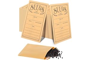 JINGEGECOME 160PCS Self-Sealing Seed Envelopes with Preprinted Collection Template,Kraft Paper, Seed Storage Envelopes,Seed Packets Envelopes,Pack of Small Envelopes for Saving and Collecting Seeds.