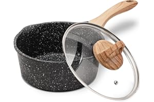 JEETEE Casseruola Antiaderente 20 cm, 2.4 L, Con Beccuccio e Coperchio in Vetro, Alluminio, Casseruola Latte, Pentola per Pasta, Vaso per Salse, Adatta all'induzione, Grigio