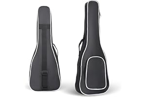 Azatemgo Funda para Ukelele 23 Pulgadas Negra - Impermeable, con Correa Ajustable y Bolsillo Accesorio, Interior Acolchado para Protección Óptima