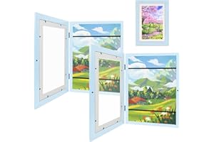 RoserRose 2 Stück Bilderrahmen Kinderzeichnungen,Kunstfotorahmen für Kinder,Rahmen für Kinderzeichnungen,A4 aufklappbar kunstfoto rahmen für kinderzeichnungen,befüllbar bilderrahmen zum öffnen (Blue)