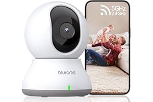 blurams Überwachungskamera Innen, 2K WLAN Kamera, 2.4GHz/5GHz, PTZ Hundekamera, 360° IP Kamera für Heimsicherheit, Zwei-Wege-Audio, Bewegungstracking, Nachtsicht,Sirene, Cloud&SD-Karten