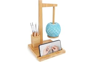 Coopay Yarn Holder Magnetic, Wooden Yarn Holder for Crochet, Magnetic Crochet Yarn Ball Holders, Yarn Spinner with Crocheting Storage & Phone Stand, Large Wool Holders When Crocheting and Knitting