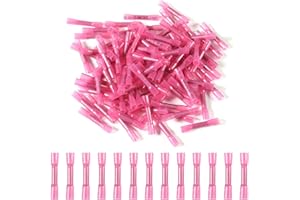 AOICRIE 100Pcs Heat Shrink Butt Connectors, 22-16 AWG Red Insulated Waterproof Electrical Wire Connectors Automotive Marine Grade Wire Crimp Terminals Butt Splices, Ideal for Boat, Truck, Stereo (Red)